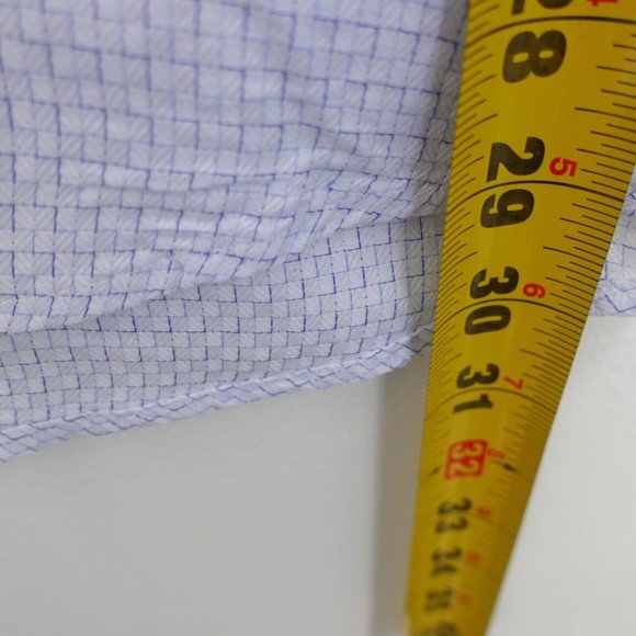 Johnston Murphy‎ Shirt Mens Size 2XL Blue Cotton Oxford Dress Plaid Button Light - Picture 4 of 8